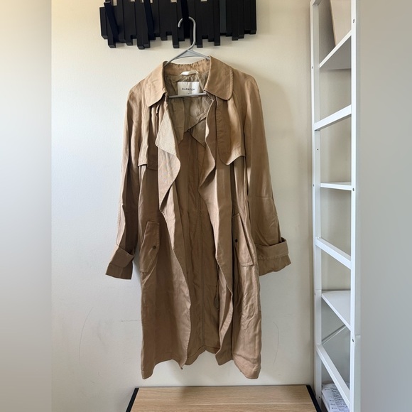 Aritzia Babaton Lawson Beige Tan Trench Coat Sz M 100% Lyocell - Picture 2 of 15